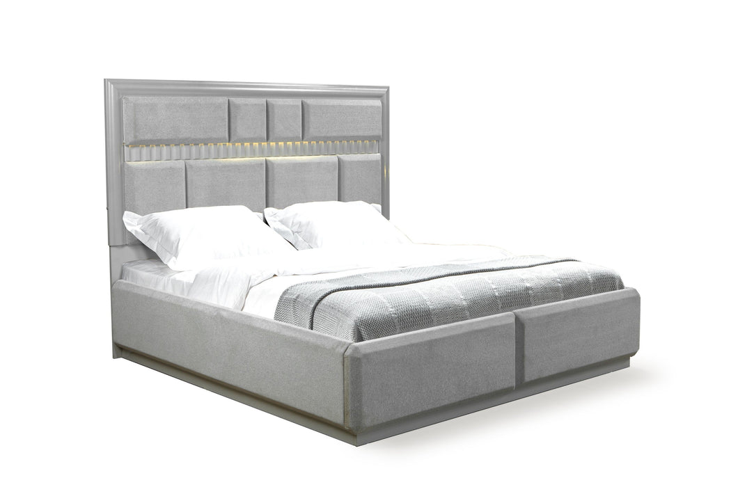 Da Vinci Modern Style Queen Bed Made With Wood In Gray