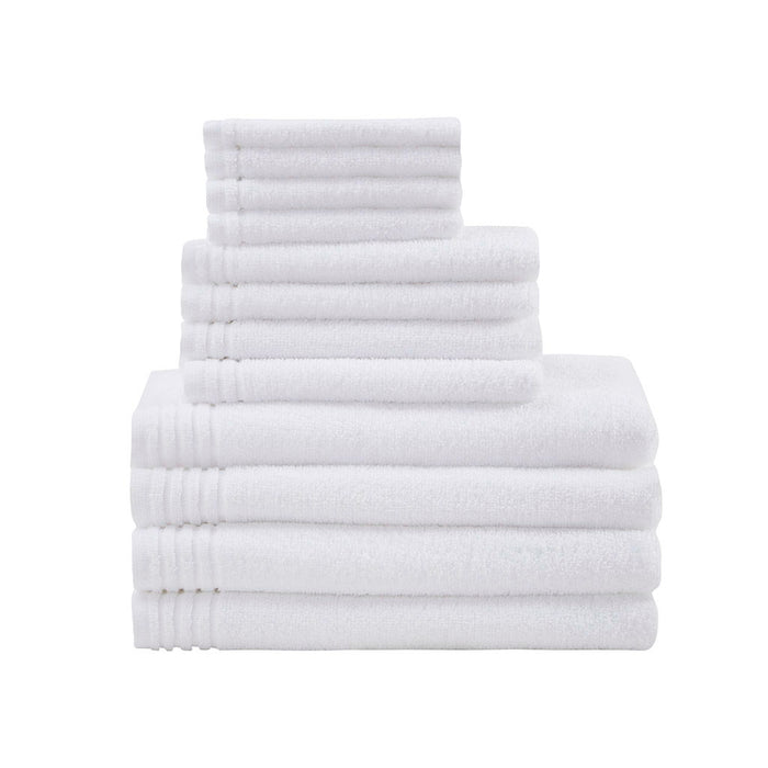 100% Cotton Quick Dry 12 Piece Bath Towel Set - White