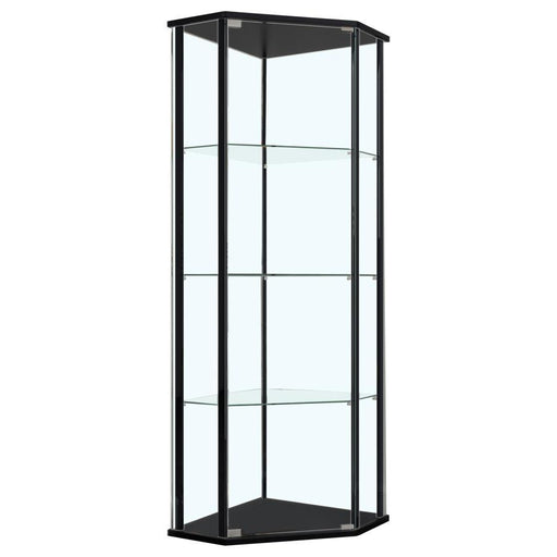 Zenobia - Glass Shelf Curio Cabinet - Clear And Black Unique Piece Furniture