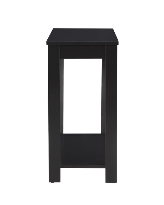 Contemporary Chairside Table With Open Bottom Shelf 1 Piece Side Table Black Finish Flat Table Top Solid Wood Wooden