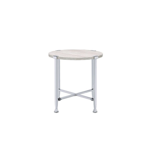 Brecon - End Table - White Oak & Chrome Unique Piece Furniture