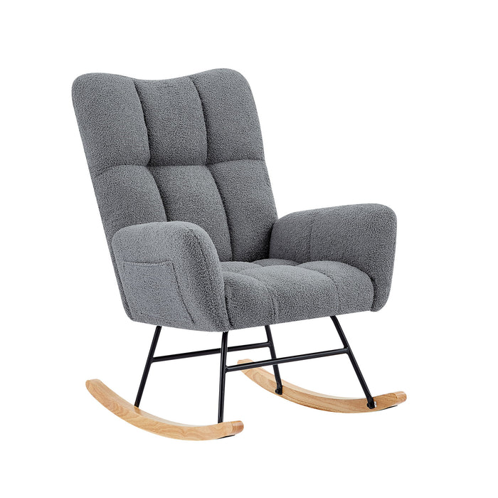 Gray Teddy Fabric Rocking Chair - Gray