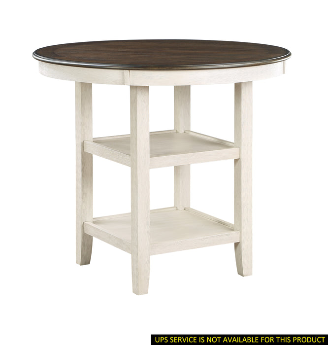 Brown And Antique White Finish 1 Piece Counter Height Table With 2 Display Shelves Transitional Style Furniture