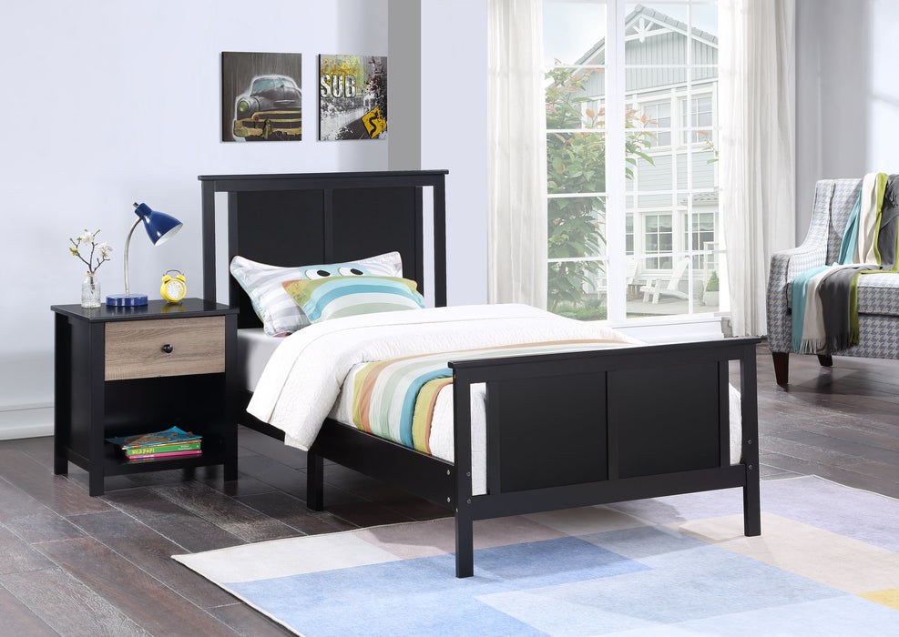 Connelly Reversible Panel Twin Bed Black / Vintage Walnut