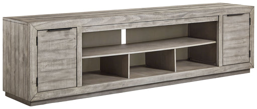 Naydell - Gray - Xl TV Stand W/Fireplace Option Unique Piece Furniture