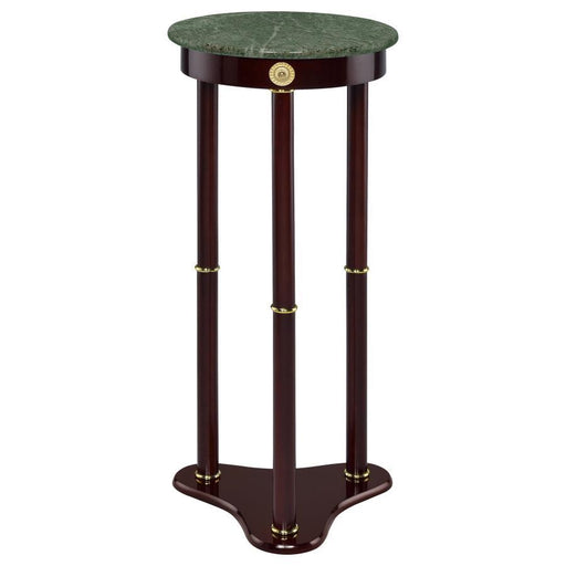 Edie - Round Marble Top Accent Table - Merlot Unique Piece Furniture
