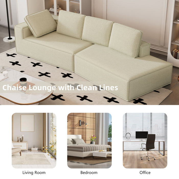 Stylish Chaise Lounge Modern Indoor Lounge Sofa Sleeper Sofa With Clean Lines For Living Room, Beige