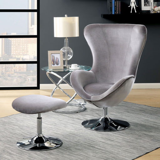 Shelia - Accent Chair With Ottoman - Gray Unique Piece Furniture