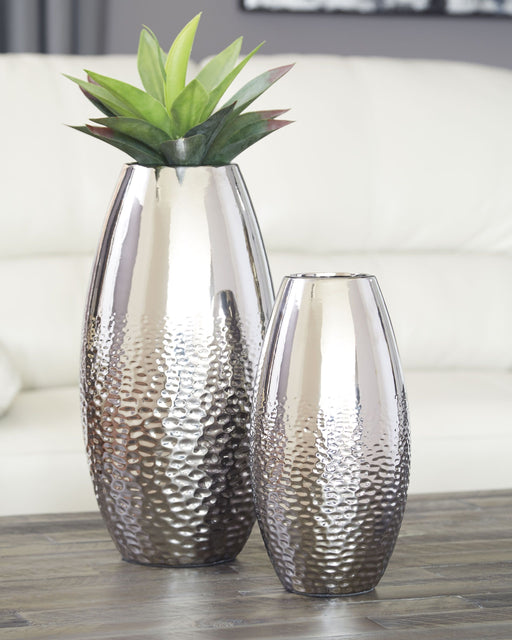 Dinesh - Silver Finish - Vase Set (Set of 2) Unique Piece Furniture