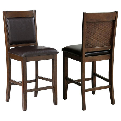 Dewey - Upholstered Counter Height Chairs With Footrest (Set of 2) - Brown And Walnut Unique Piece Furniture