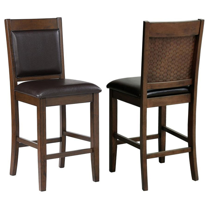 Dewey - Upholstered Counter Height Chairs With Footrest (Set of 2) - Brown And Walnut Unique Piece Furniture