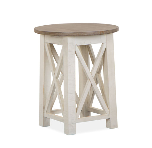 Sedley - Round End Table - Distressed Chalk White Unique Piece Furniture