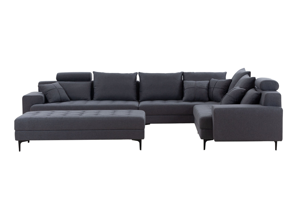 Dark Gray Sectional Sofa Couch, 144'' Wide Reversible L-Shaped Sofa Couch Set With Ottoman For Living Room Apartment Home Hotel