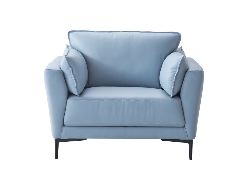 Acme Mesut Chair, Light Blue Top Grain Leather & Black Finish