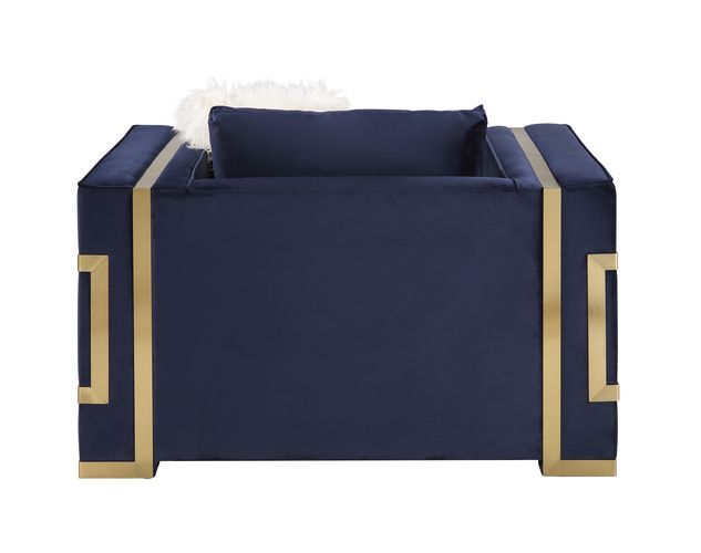 Virrux - Chair - Blue Velvet & Gold Finish Unique Piece Furniture
