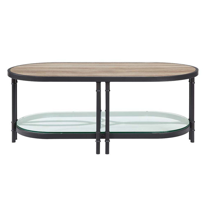 Brantley - Coffee Table - Oak & Sandy Black Finish - Metal - 18" Unique Piece Furniture