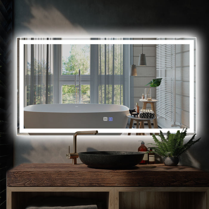 LED Bathroom Vanity Mirror With Light, 55 X 30", Anti Fog, Dimmable, Color Temper 5000K, Backlit / Front Lit, Both Vertical And Horizontal Wall Mounted Vanity Mirror