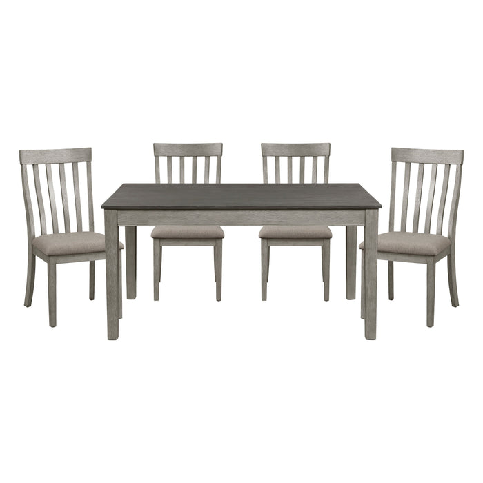Country Casual Styling 5 Pieces Dining Set Dining Table With Drawers And 4 Side Chairs Light Gray Finish Wooden Contemporary Furniture