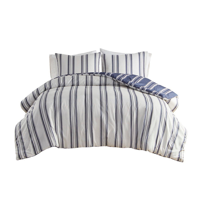 Striped Reversible Comforter Set Navy
