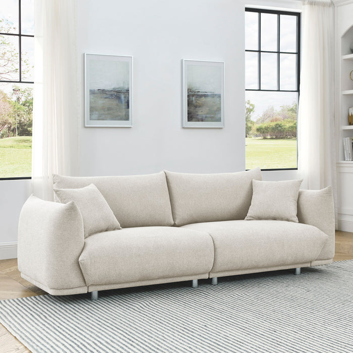 Modern Couch For Living Room Sofa, Solid Wood Frame And Stable Metal Legs, 2 Pillows, Sofa Furniture For Apartment