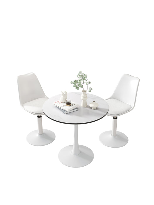 Tulip Dining Table, Round, White, Mable Black