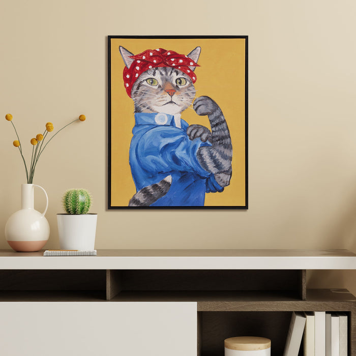 Rosie The Feline Framed Canvas Wall Art