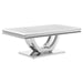 Kerwin - U-Base Rectangle Coffee Table - White And Chrome Unique Piece Furniture