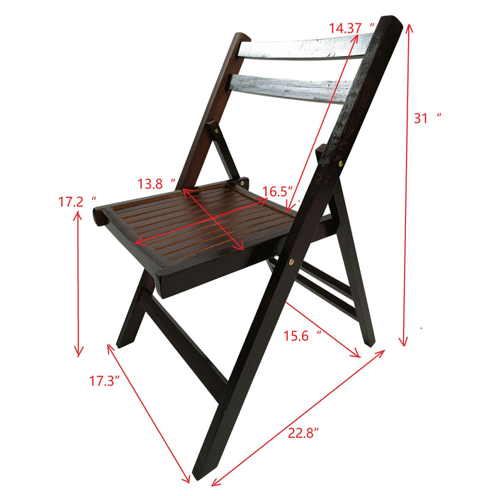 Furniture Slatted Wood Folding Special Event Chair - Cherry, (Set of 4), Folding Chair, Foldable Style