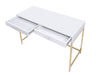 Ottey - Vanity Desk - White High Gloss & Gold Finish Unique Piece Furniture