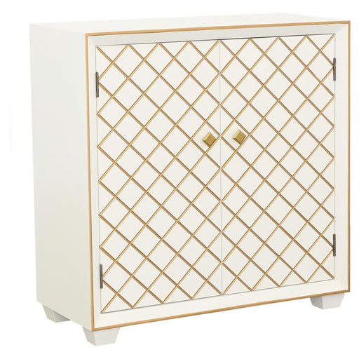 Belinda - 2-Door Accent Cabinet - White And Gold Unique Piece Furniture