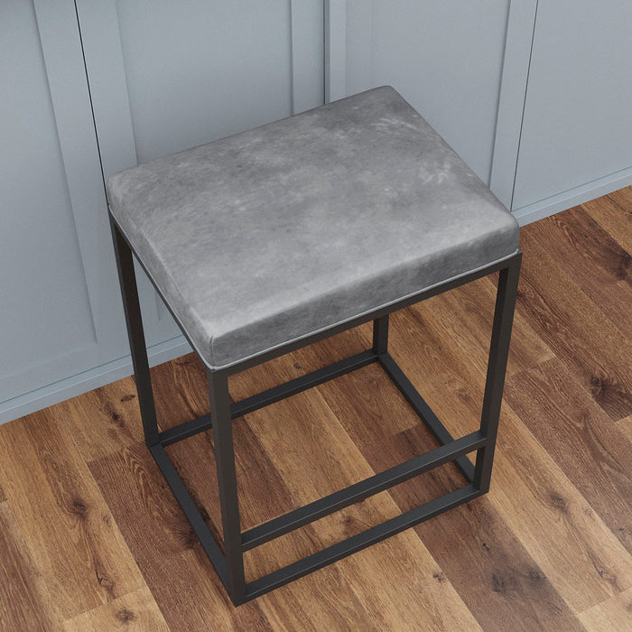 (Set of 2) Riley Indoor Gray Metal Faux Leather Bar Stools