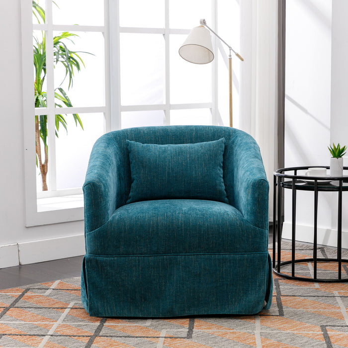 360 Degree Swivel Accent Armchair Linen Blend Green