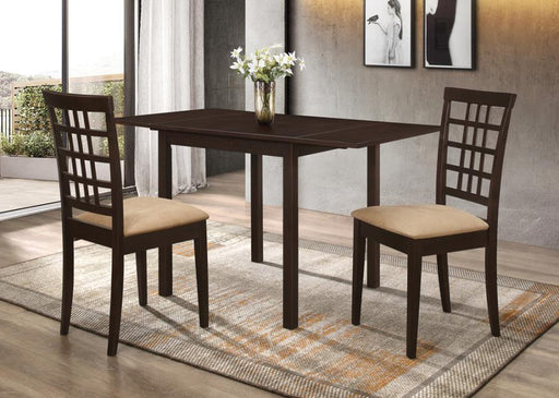 Kelso - 3 Piece Drop Leaf Dining Set - Cappuccino And Tan Unique Piece Furniture
