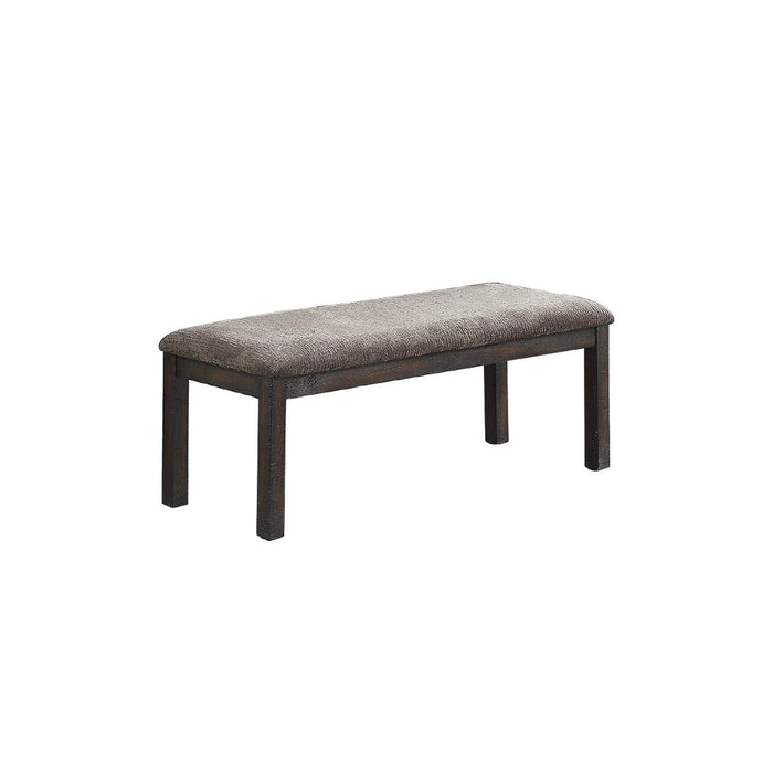 Simple Elegant Design Wooden 1 Piece Bench Only Dining Room Cushion Seats Dark Grey Finish Solid Wood Bench