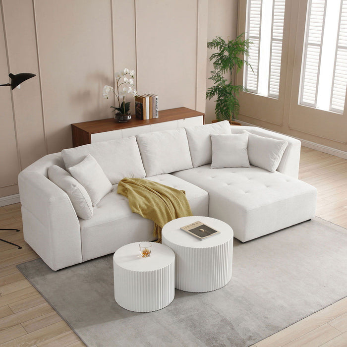 L - Shape Sectional Sofa - Beige (Right - Facing Chaise)