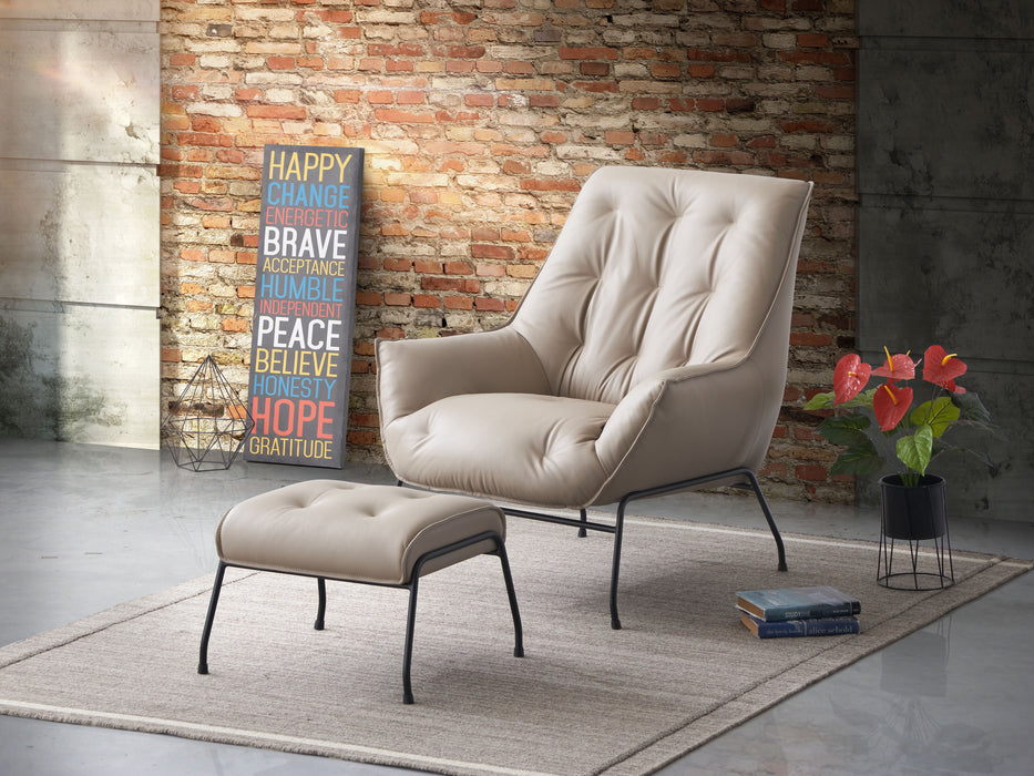 Acme Zusa Accent Chair, Khaki Top Grain Leather