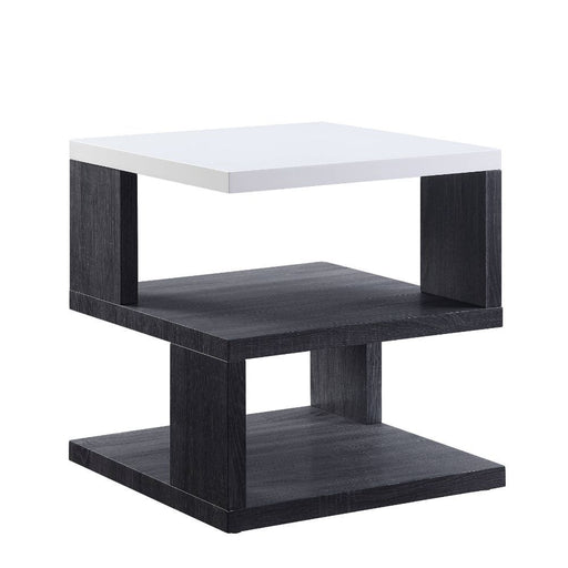 Pancho - End Table - Gray & White High Gloss Unique Piece Furniture