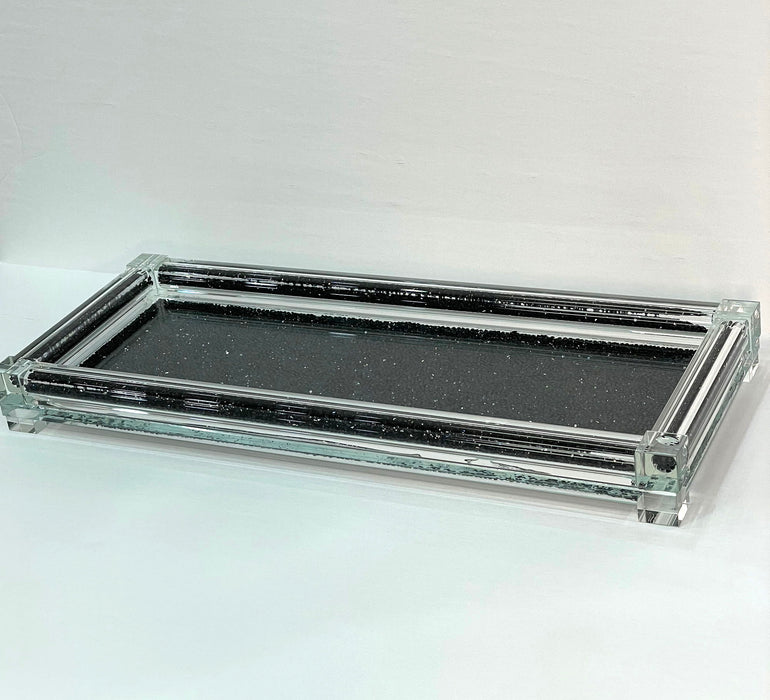 Ambrose Exquisite Medium Glass Tray In Gift Box - Black