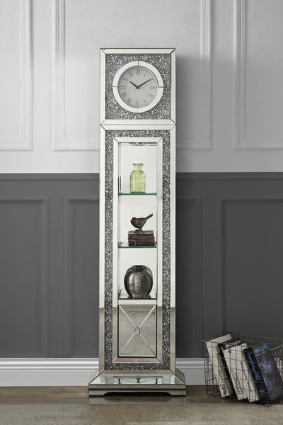Noralie - Grandfather Clock - Pearl Silver - Wood - 63" Unique Piece Furniture