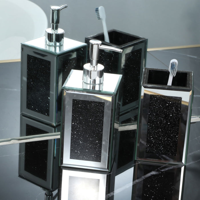 Ambrose Exquisite 2 Piece Square Soap Dispenser And Toothbrush Holder - Black