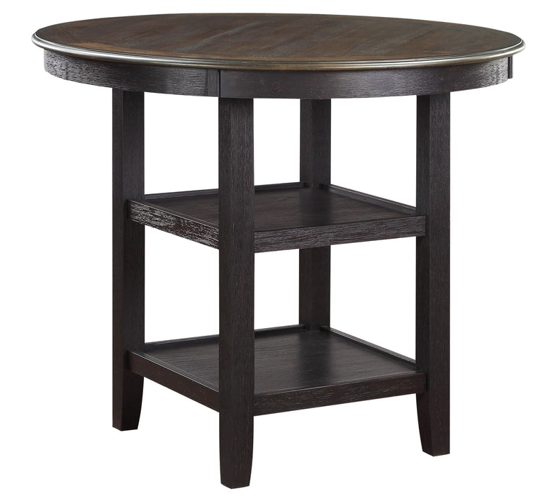 Brown And Black White Finish 1 Piece Counter Height Table With 2 Display Shelves Transitional Style Furniture
