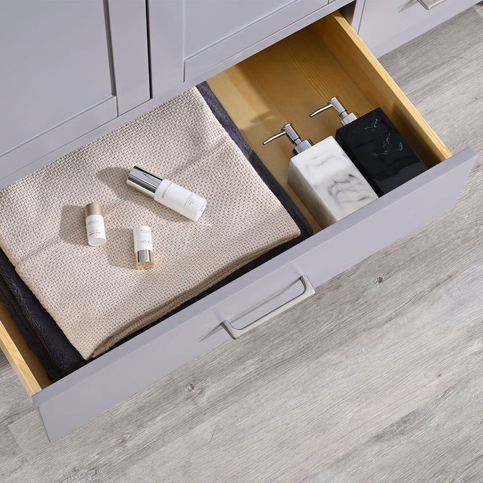 Bathroom Vanity Base Cabinet Only, Single Bath Vanity In Gray, Bathroom Storage With Soft Close Doors And Drawers