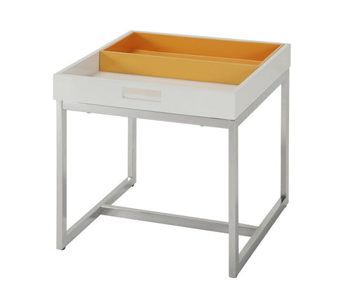 Maisie - End Table - 22" - White - White & Chrome Unique Piece Furniture