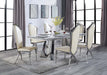 Destry Dining Table - Faux Marble Top & Mirrored Silver Finish Unique Piece Furniture