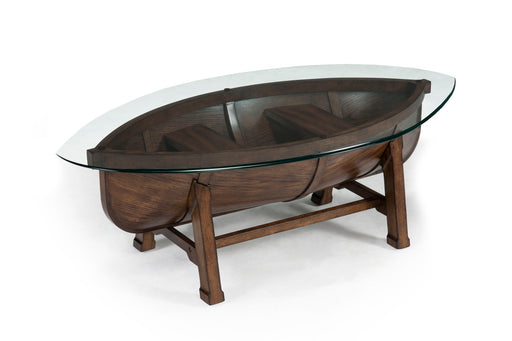 Beaufort - Oval Cocktail Table With Base And Glass Top - Dark Oak Unique Piece Furniture