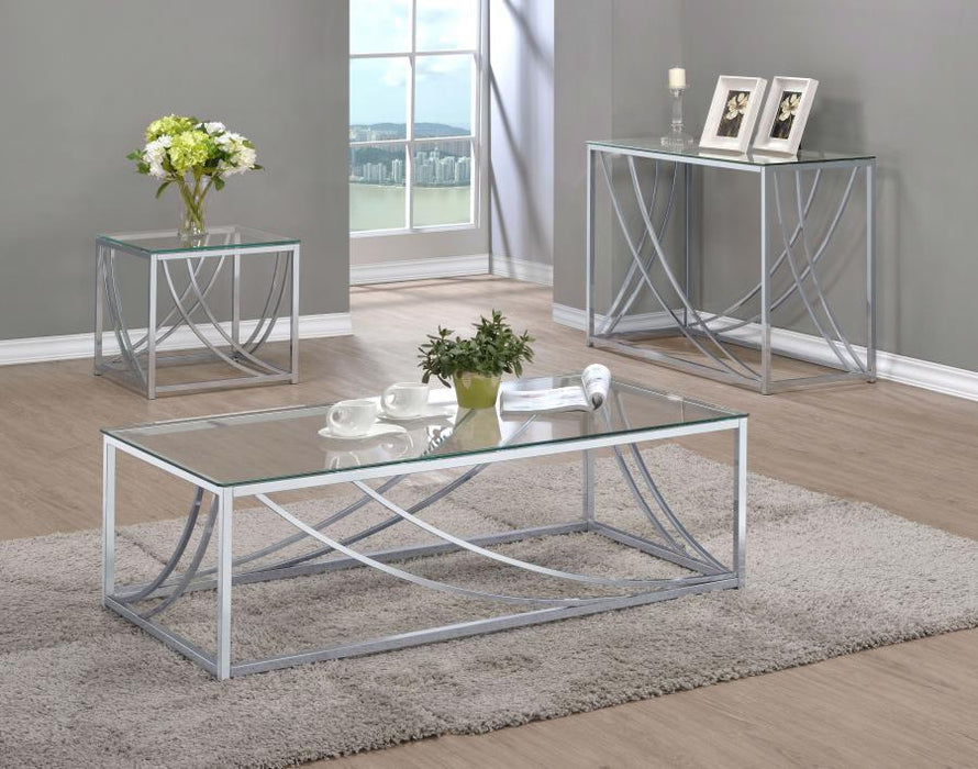 Lille - Glass Top Rectangular Sofa Table Accents - Chrome Unique Piece Furniture