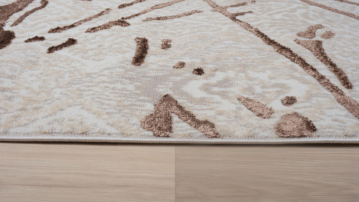 Shifra - Luxury Area Rug In Beige And Gray With Bronze, Abstract Design