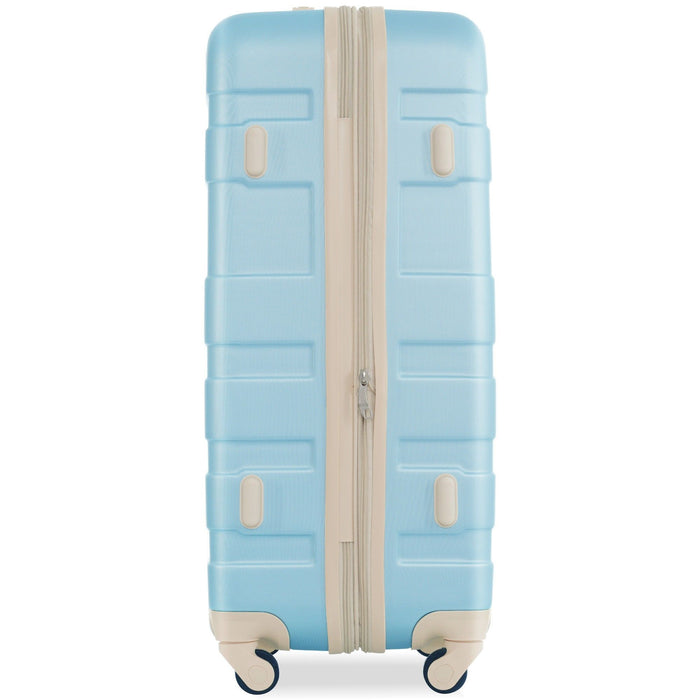 Luggage Sets New Model Expandable Abs Hardshell 3 Pieces Clearance Luggage Hardside Lightweight Durable Suitcase Sets Spinner Wheels Suitcase With Tsa Lock 20''24''28'' (Golden Blue And Beige)