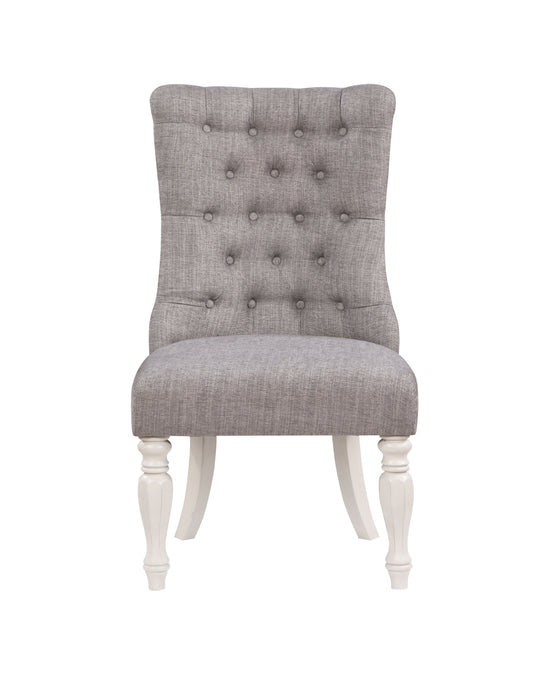 Acme Florian Side Chair (Set of 2) Gray Fabric & Antique White