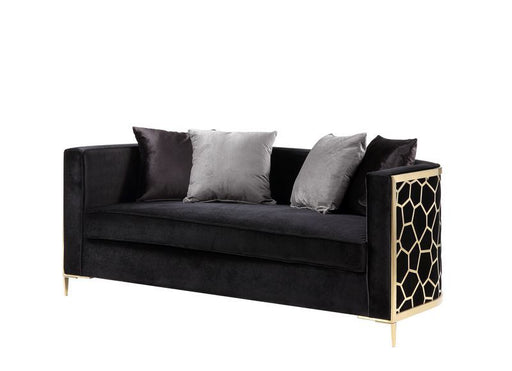 Fergal - Loveseat - Black Velvet & Gold Finish Unique Piece Furniture